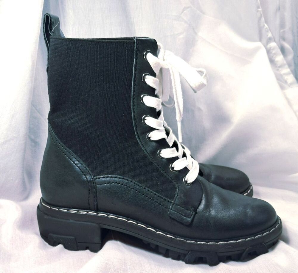 Rag & Bone GREEN Combat Boot Shiloh White Laces Size 37.5 US 7.5